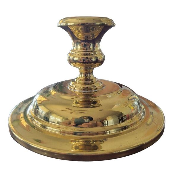 Vintage Gorham Round Brass Candle Holder - Picture 5 of 9